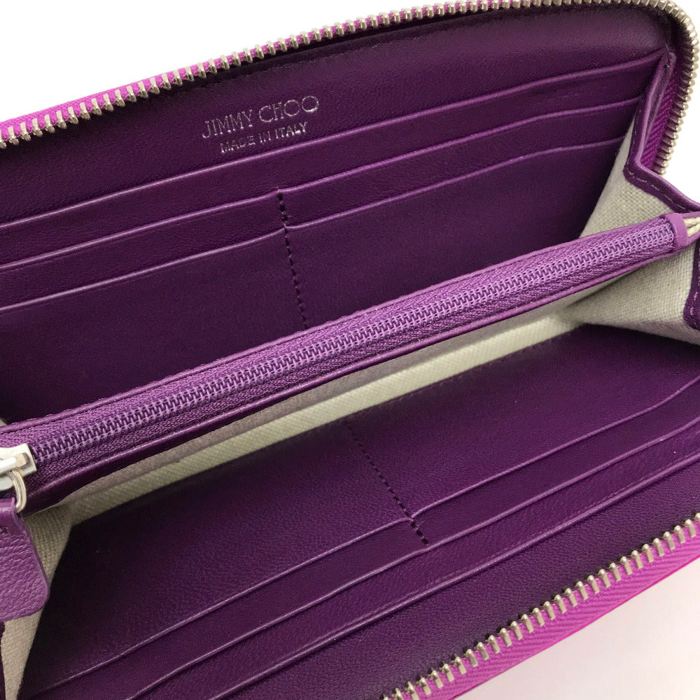 JIMMY CHOO Long Wallet Purse 163FILIPA.CIM Patent leather Metallic purple Star stud filipa Wallet unisex(Unisex) Used Authentic