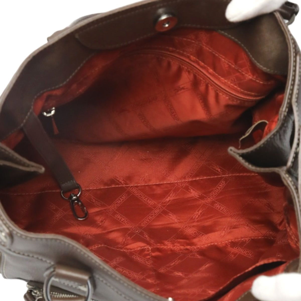 Longchamp Tote Bag Not specified Brown Handbag Long Shan Calfskin Women Used Authentic