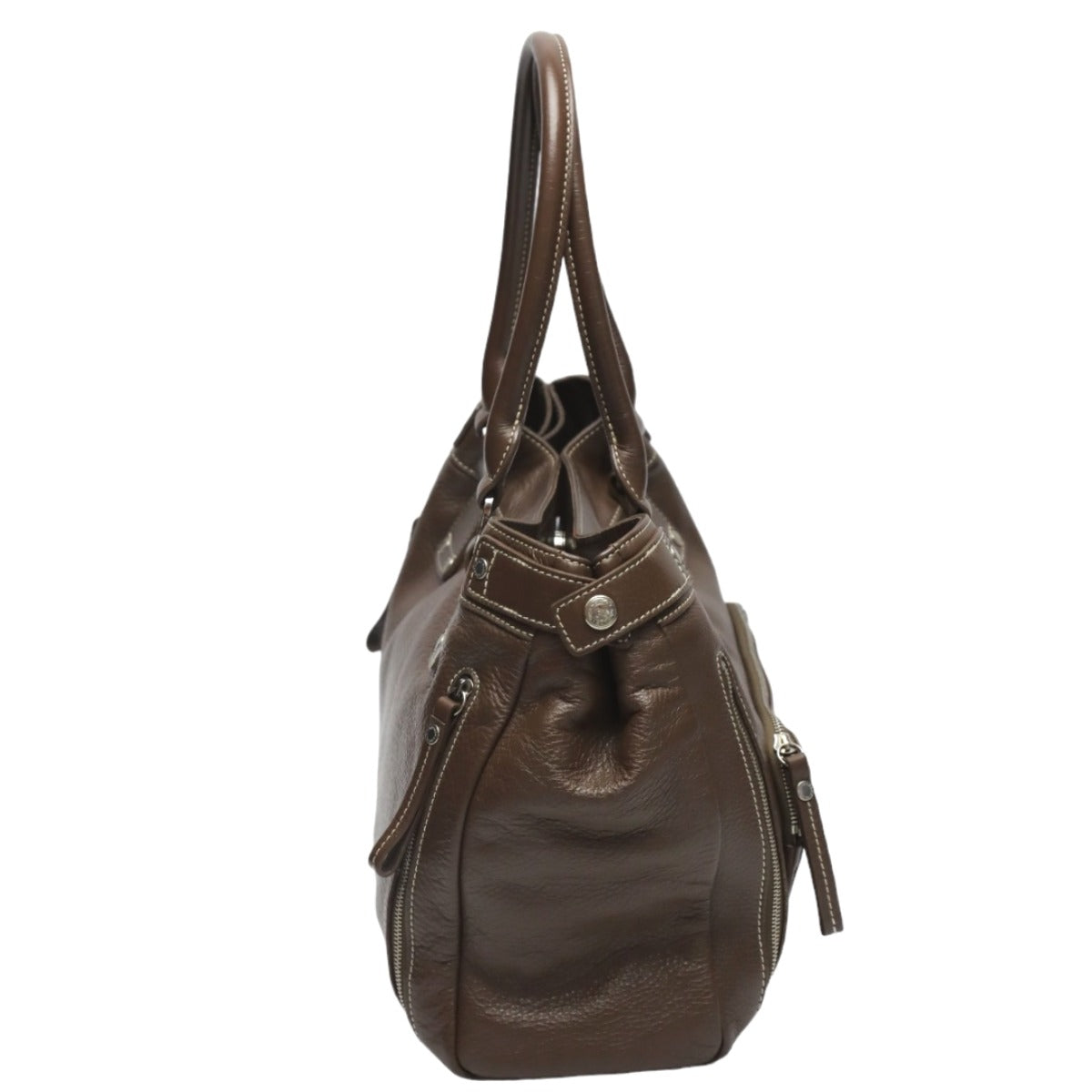 Longchamp Tote Bag Not specified Brown Handbag Long Shan Calfskin Women Used Authentic