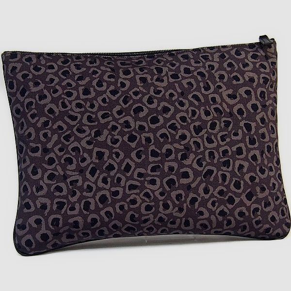 GUCCI Clutch bag Canvas, leather gray Leopard print
