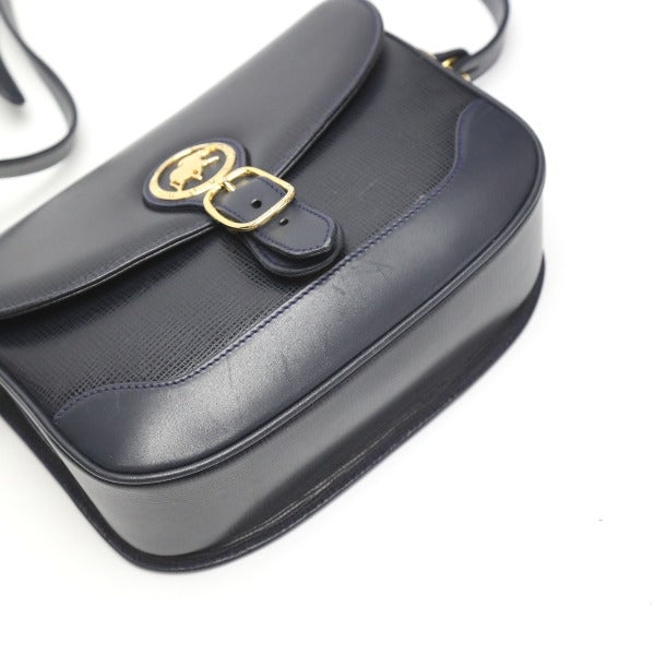 HUNTING WORLD Shoulder Bag leather Navy Crossbody Shoulder Bag Women Used Authentic