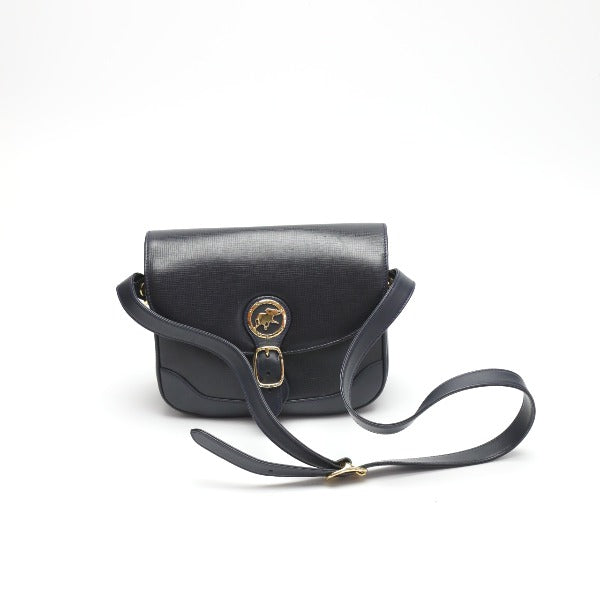 HUNTING WORLD Shoulder Bag leather Navy Crossbody Shoulder Bag Women Used Authentic