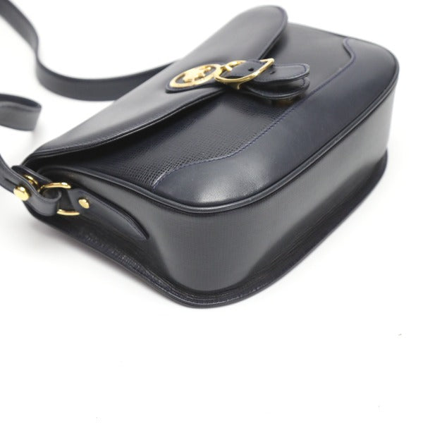 HUNTING WORLD Shoulder Bag leather Navy Crossbody Shoulder Bag Women Used Authentic