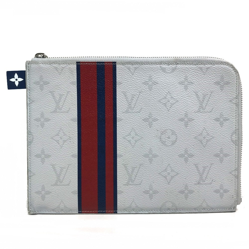 LOUIS VUITTON Clutch bag M61745 Monogram canvas Gray x red x navy Monogram white Pochette Jules PM