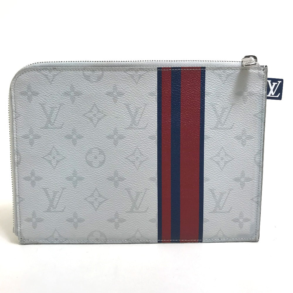 LOUIS VUITTON Clutch bag M61745 Monogram canvas Gray x red x navy Monogram white Pochette Jules PM