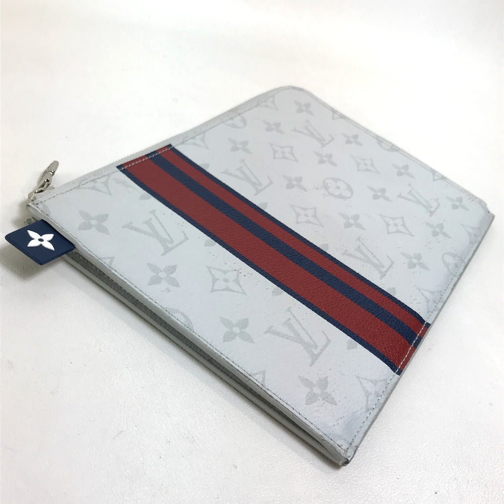 LOUIS VUITTON Clutch bag M61745 Monogram canvas Gray x red x navy Monogram white Pochette Jules PM