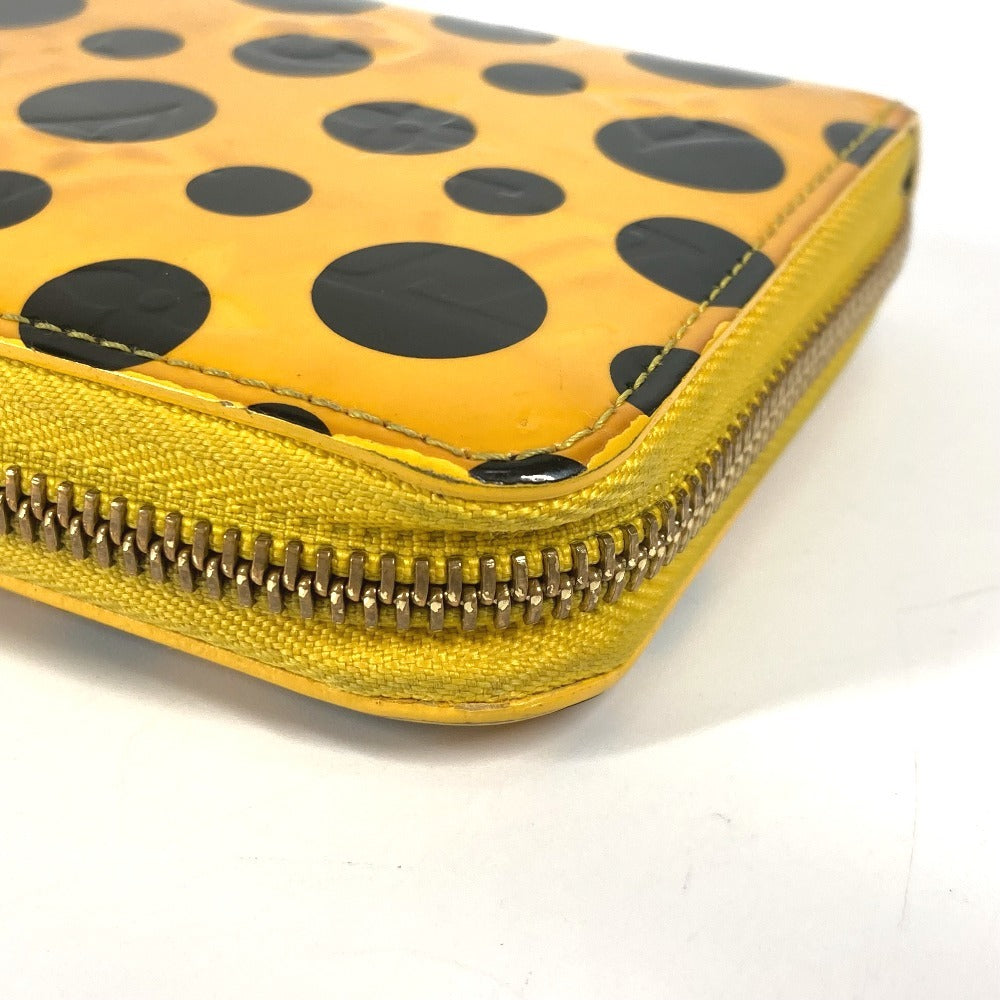 LOUIS VUITTON Long Wallet Purse M91571 Patent leather yellow Yayoi Kusama Vernis Dot Infinity Zippy wallet