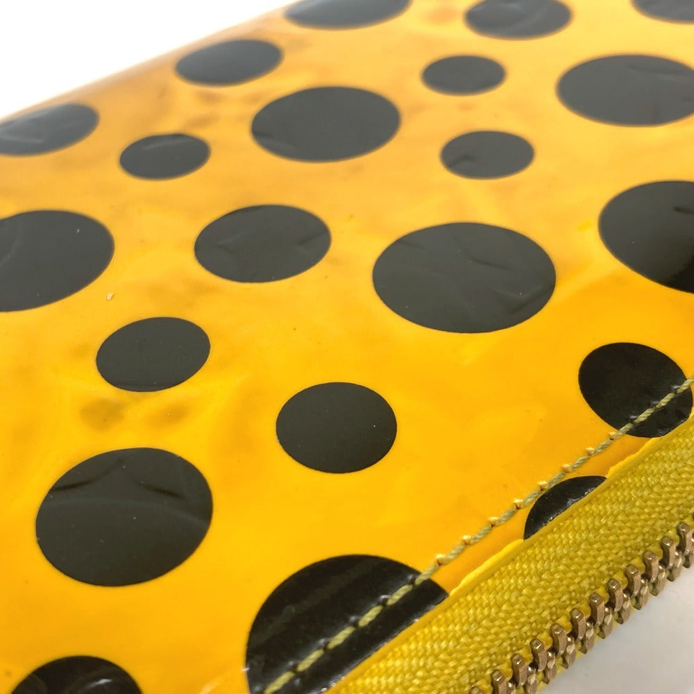 LOUIS VUITTON Long Wallet Purse M91571 Patent leather yellow Yayoi Kusama Vernis Dot Infinity Zippy wallet