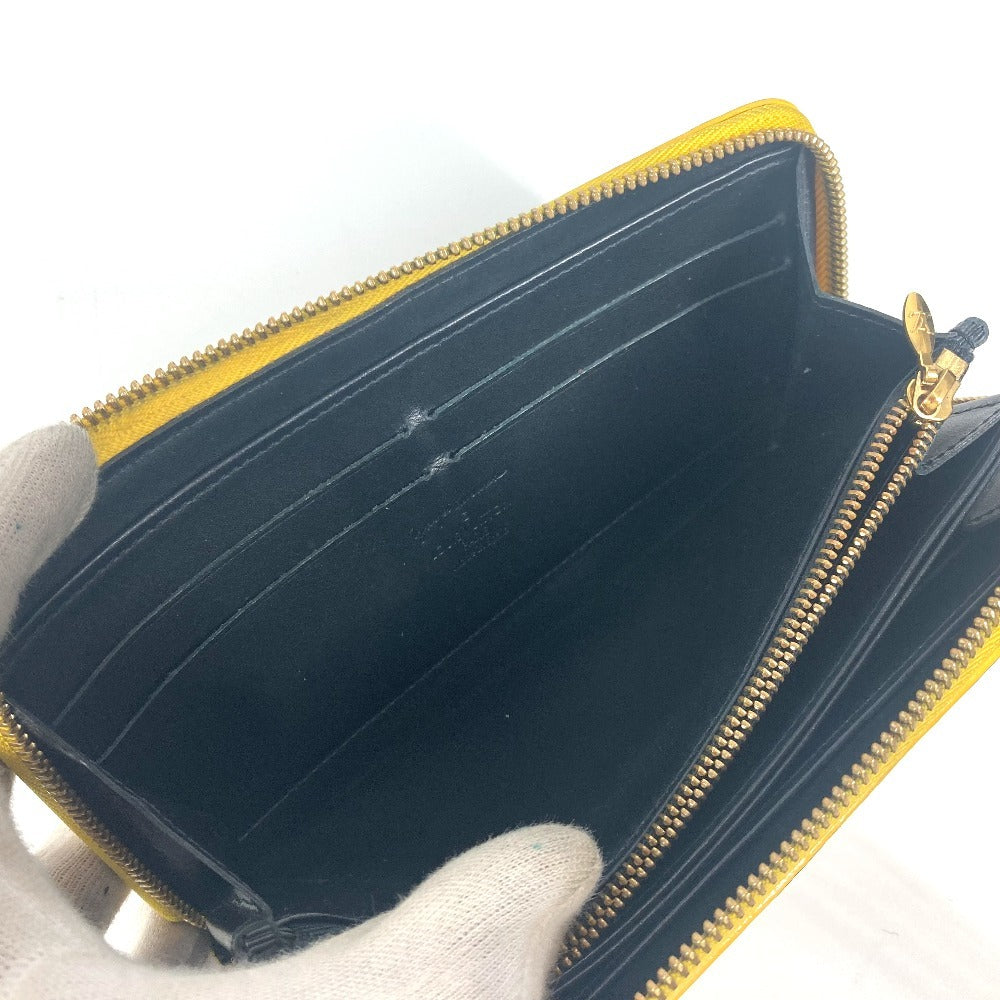 LOUIS VUITTON Long Wallet Purse M91571 Patent leather yellow Yayoi Kusama Vernis Dot Infinity Zippy wallet