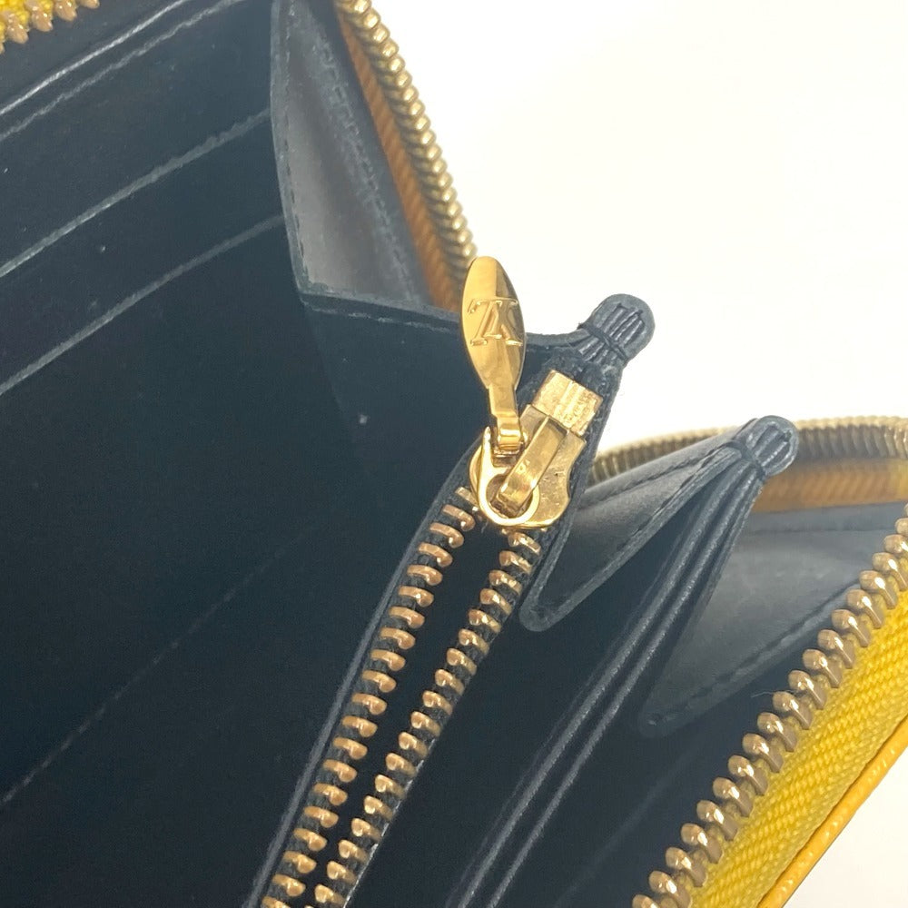 LOUIS VUITTON Long Wallet Purse M91571 Patent leather yellow Yayoi Kusama Vernis Dot Infinity Zippy wallet