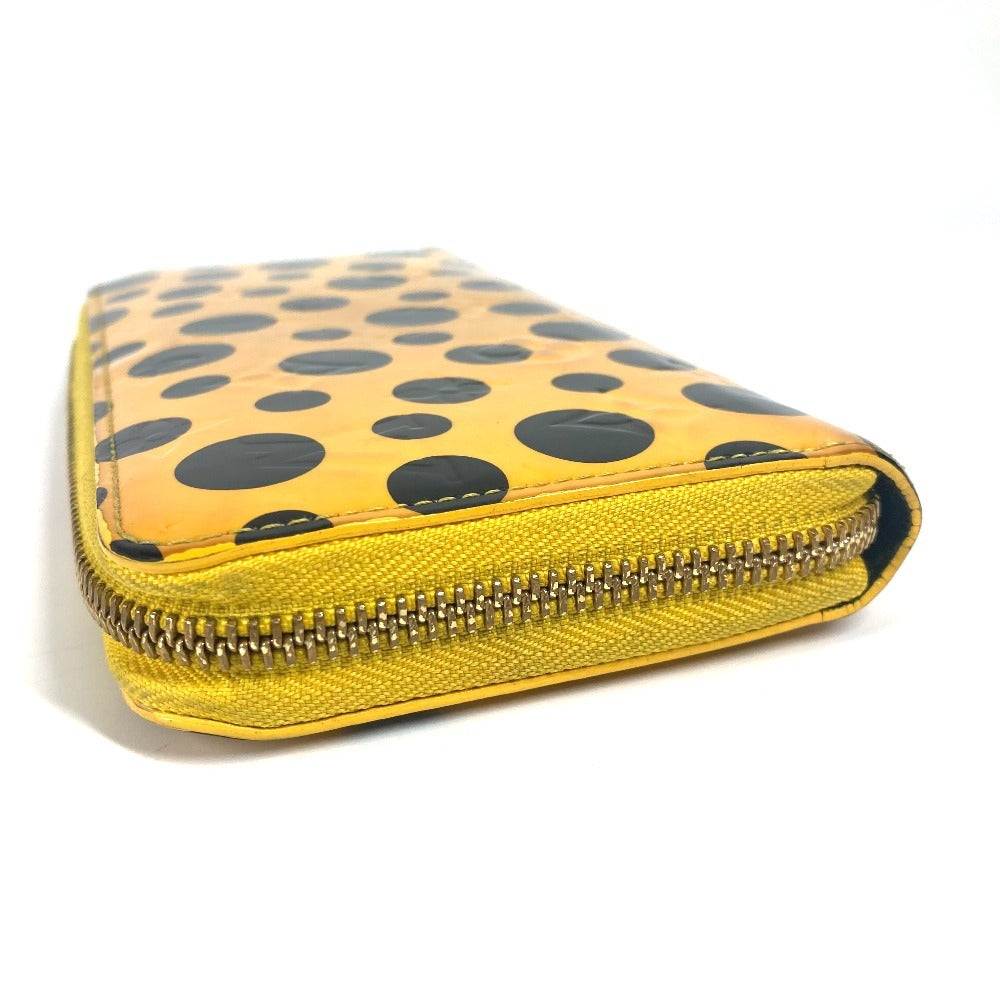 LOUIS VUITTON Long Wallet Purse M91571 Patent leather yellow Yayoi Kusama Vernis Dot Infinity Zippy wallet