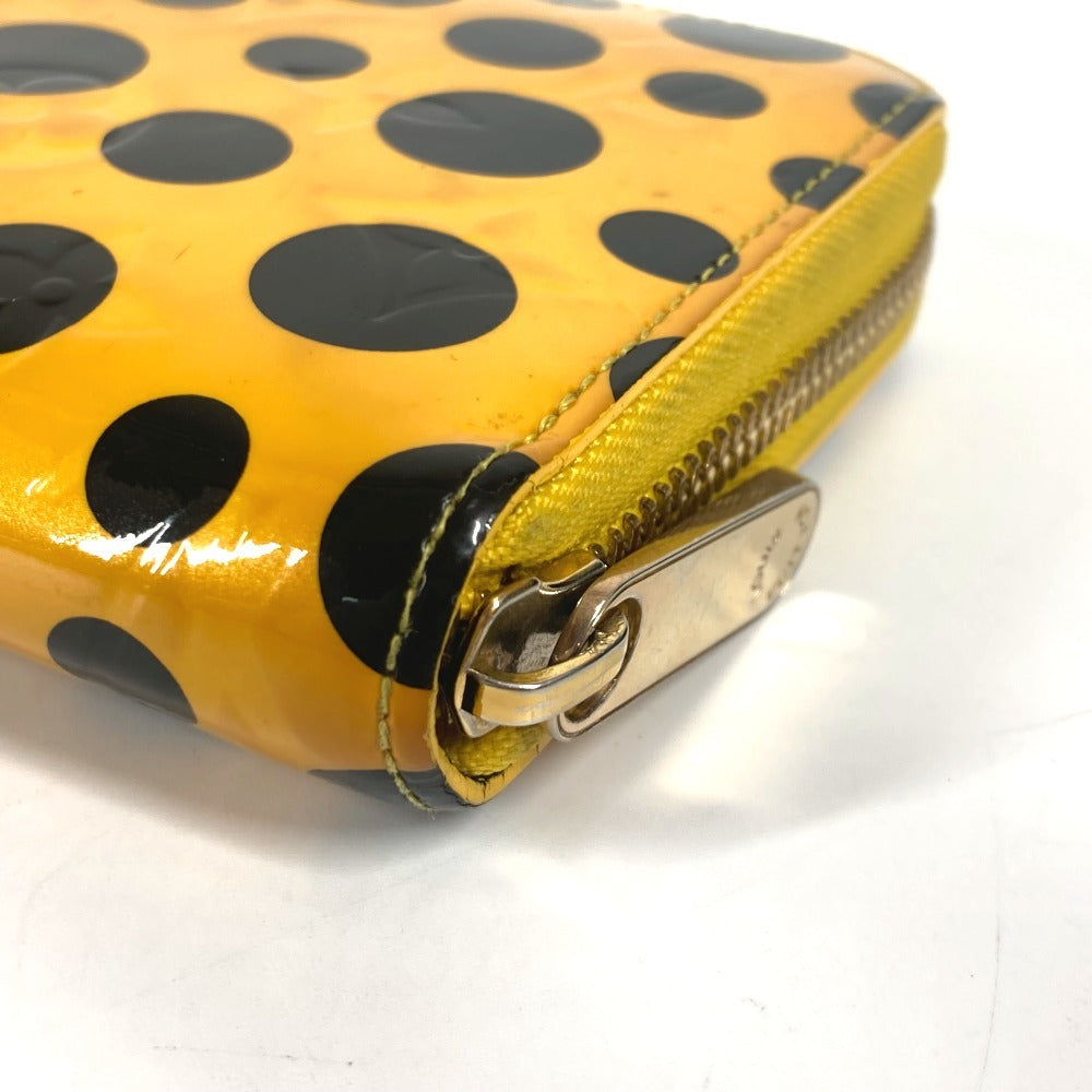 LOUIS VUITTON Long Wallet Purse M91571 Patent leather yellow Yayoi Kusama Vernis Dot Infinity Zippy wallet
