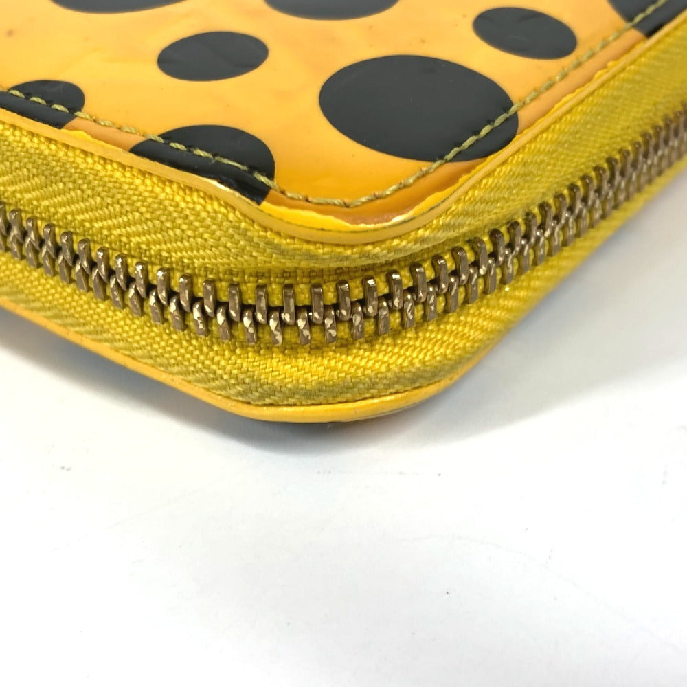 LOUIS VUITTON Long Wallet Purse M91571 Patent leather yellow Yayoi Kusama Vernis Dot Infinity Zippy wallet