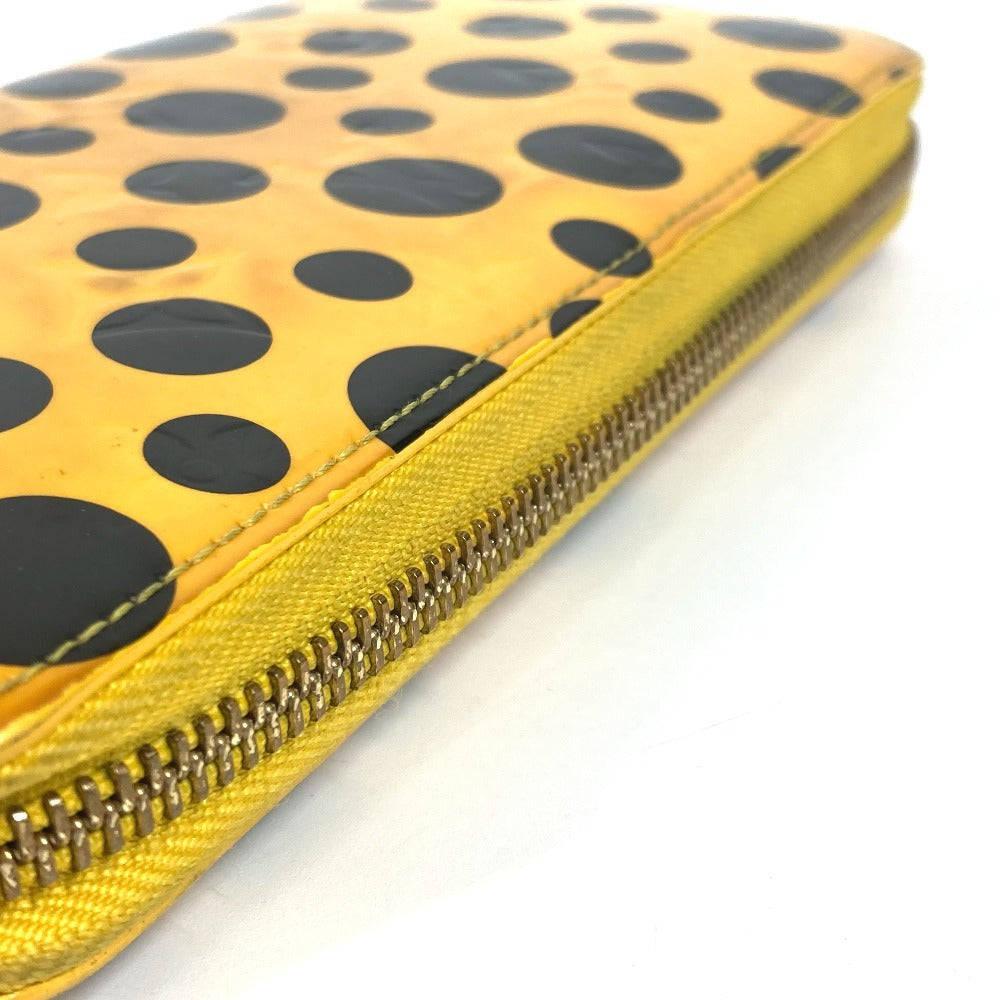 LOUIS VUITTON Long Wallet Purse M91571 Patent leather yellow Yayoi Kusama Vernis Dot Infinity Zippy wallet