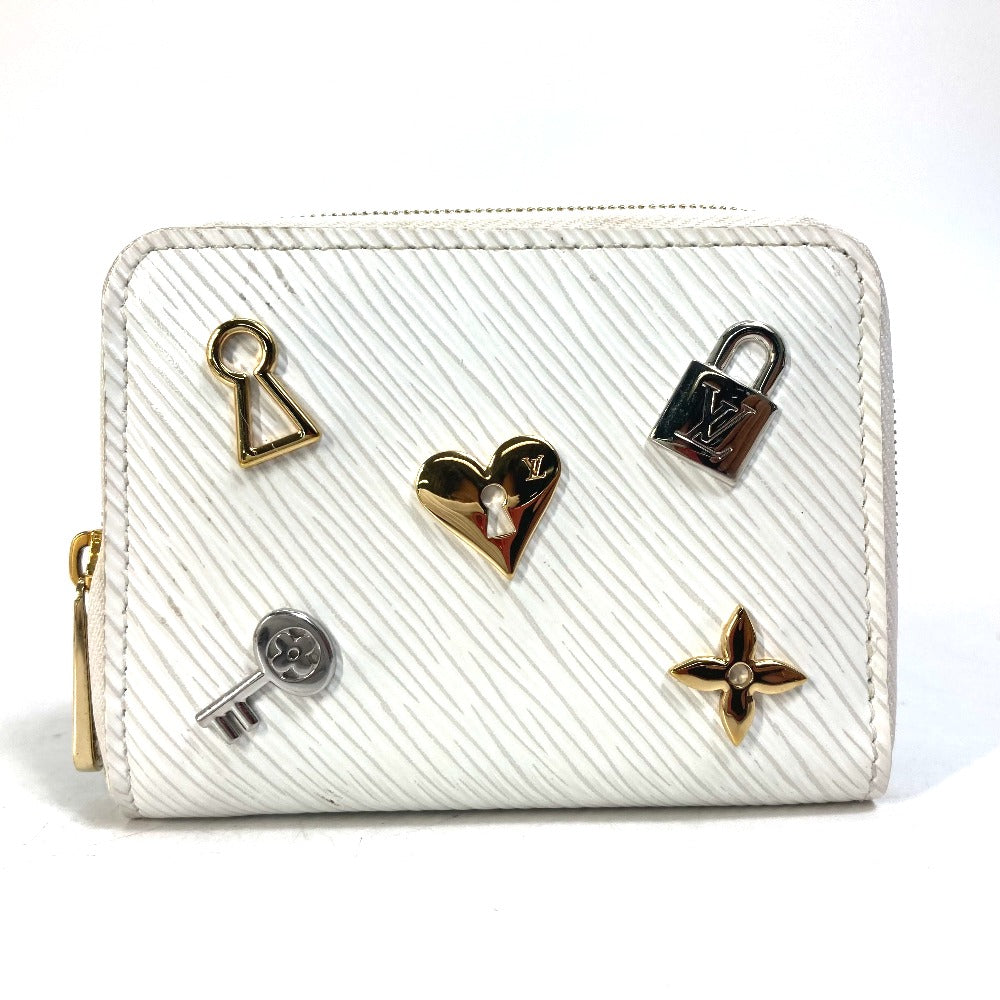 LOUIS VUITTON Coin case M63994 Epi Leather white epi love lock Zip around purse