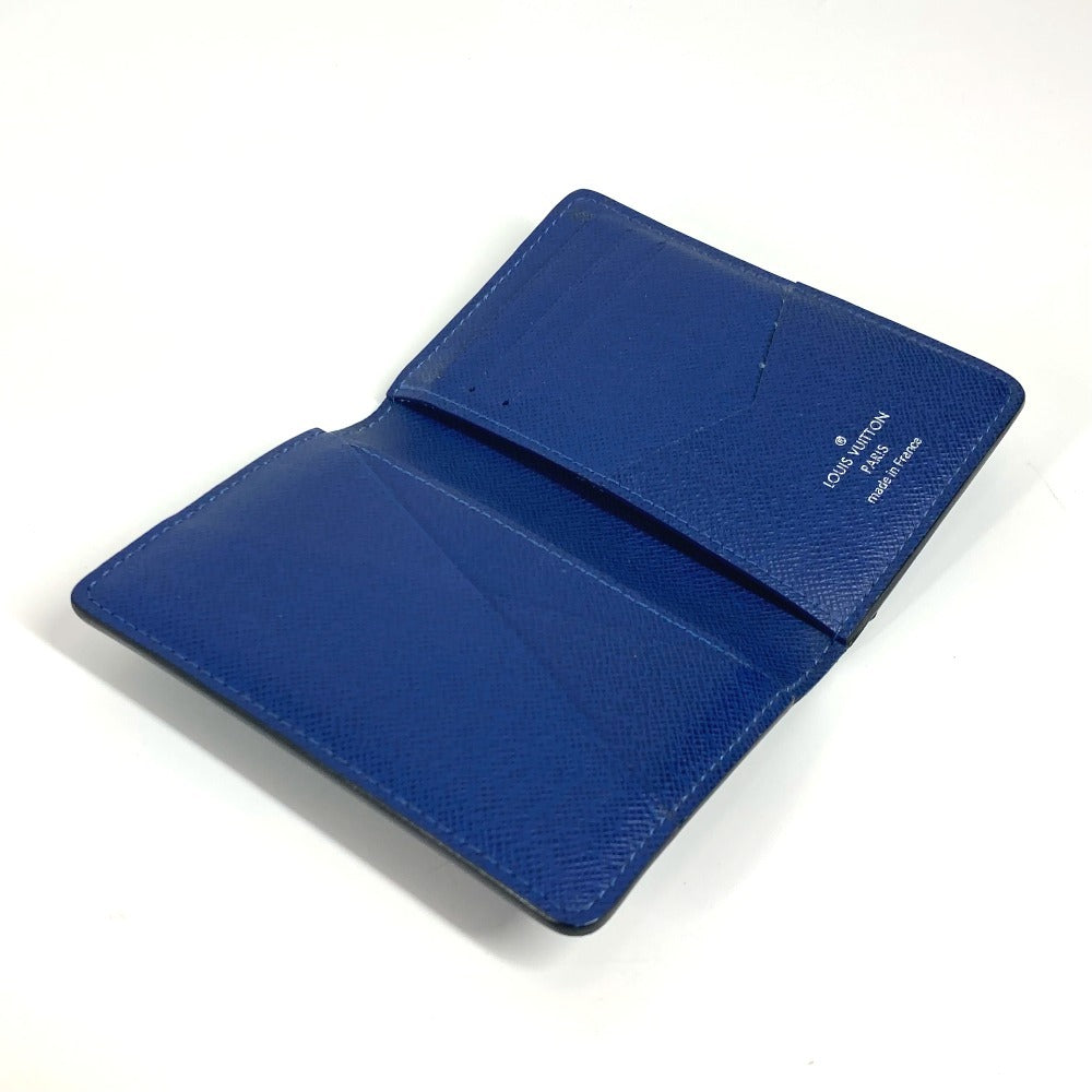 LOUIS VUITTON Card Case M30301 Taiga Leather, Monogram Canvas blue Taigalama Organizer De Poch
