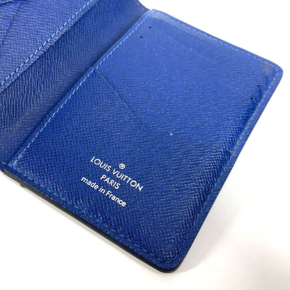 LOUIS VUITTON Card Case M30301 Taiga Leather, Monogram Canvas blue Taigalama Organizer De Poch