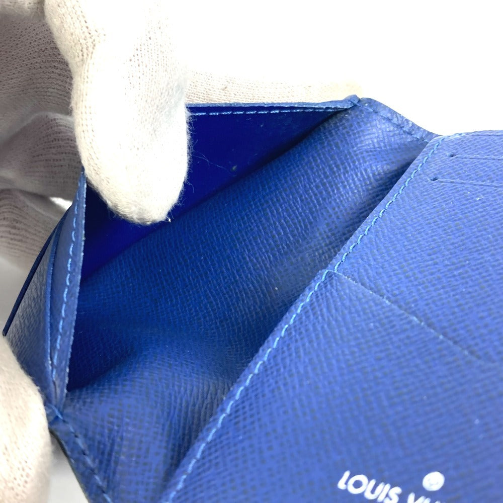 LOUIS VUITTON Card Case M30301 Taiga Leather, Monogram Canvas blue Taigalama Organizer De Poch