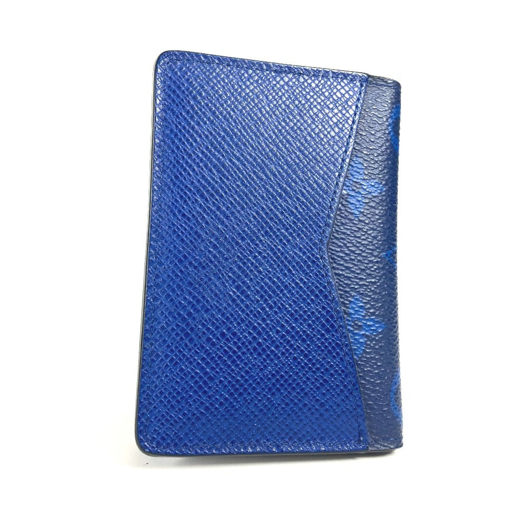 LOUIS VUITTON Card Case M30301 Taiga Leather, Monogram Canvas blue Taigalama Organizer De Poch