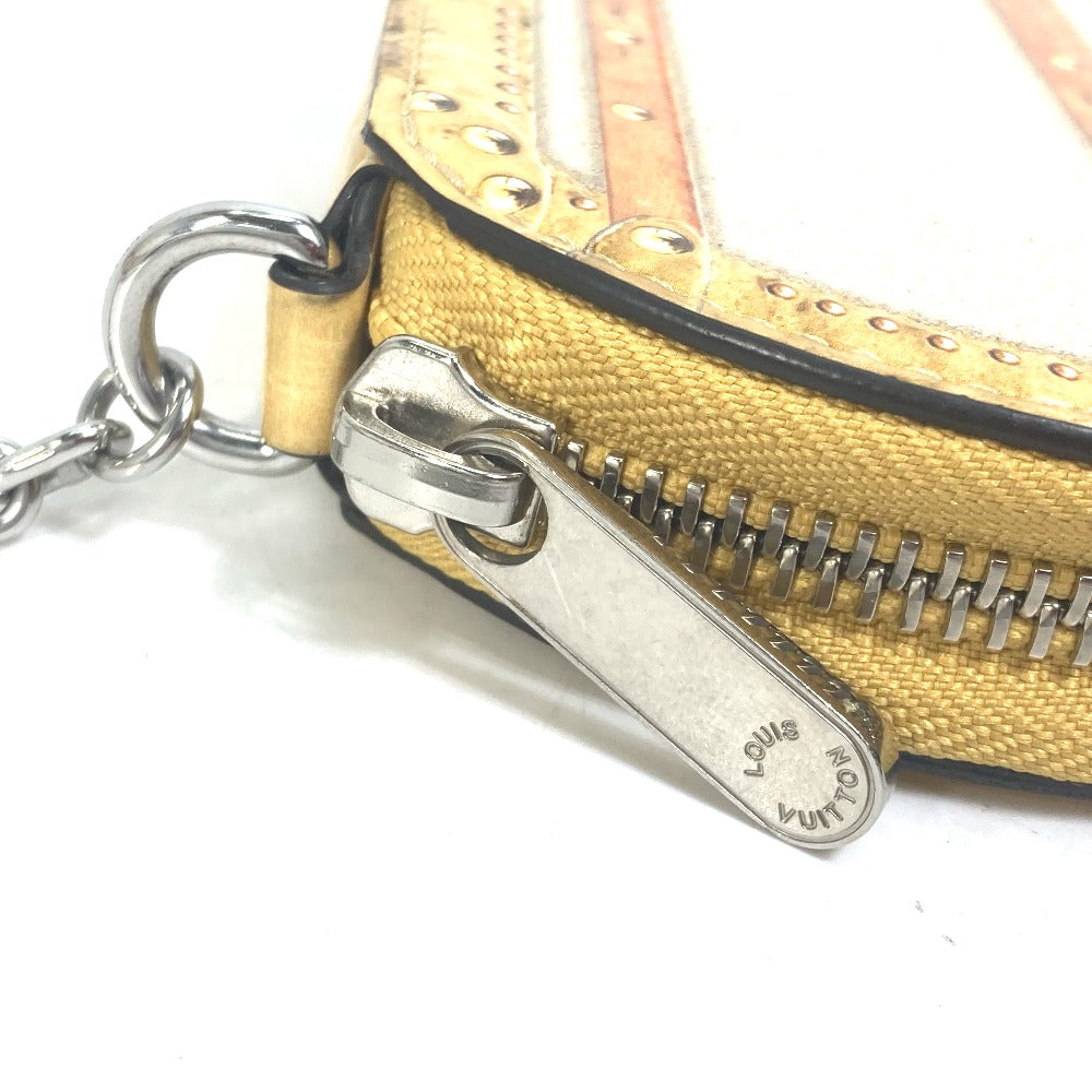 LOUIS VUITTON Coin case M52747 leather beige Wallet Coin Pocket with Chain Micro-Bowat-Shapo mens Used Authentic
