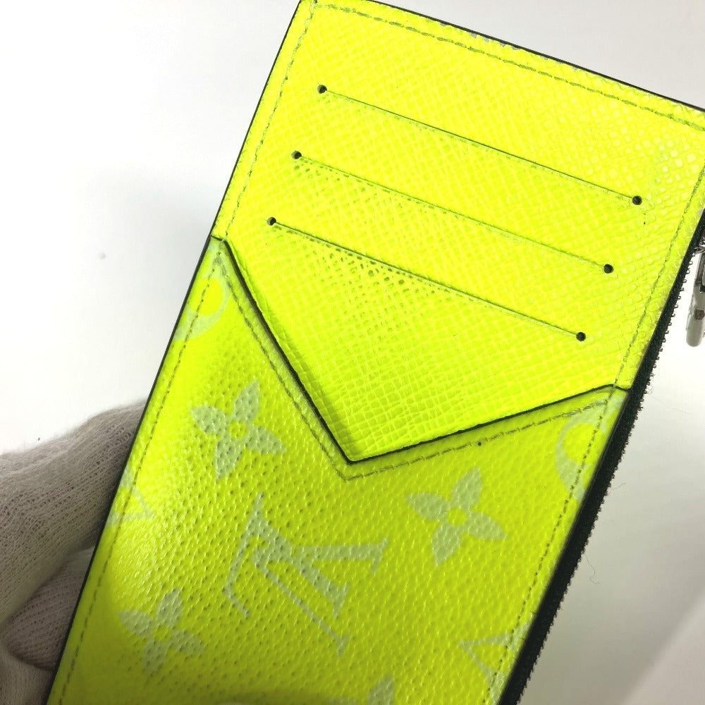 LOUIS VUITTON Coin case M30320 Taiga Leather, Monogram Canvas Fluorescent yellow Taigalama Coin card holder