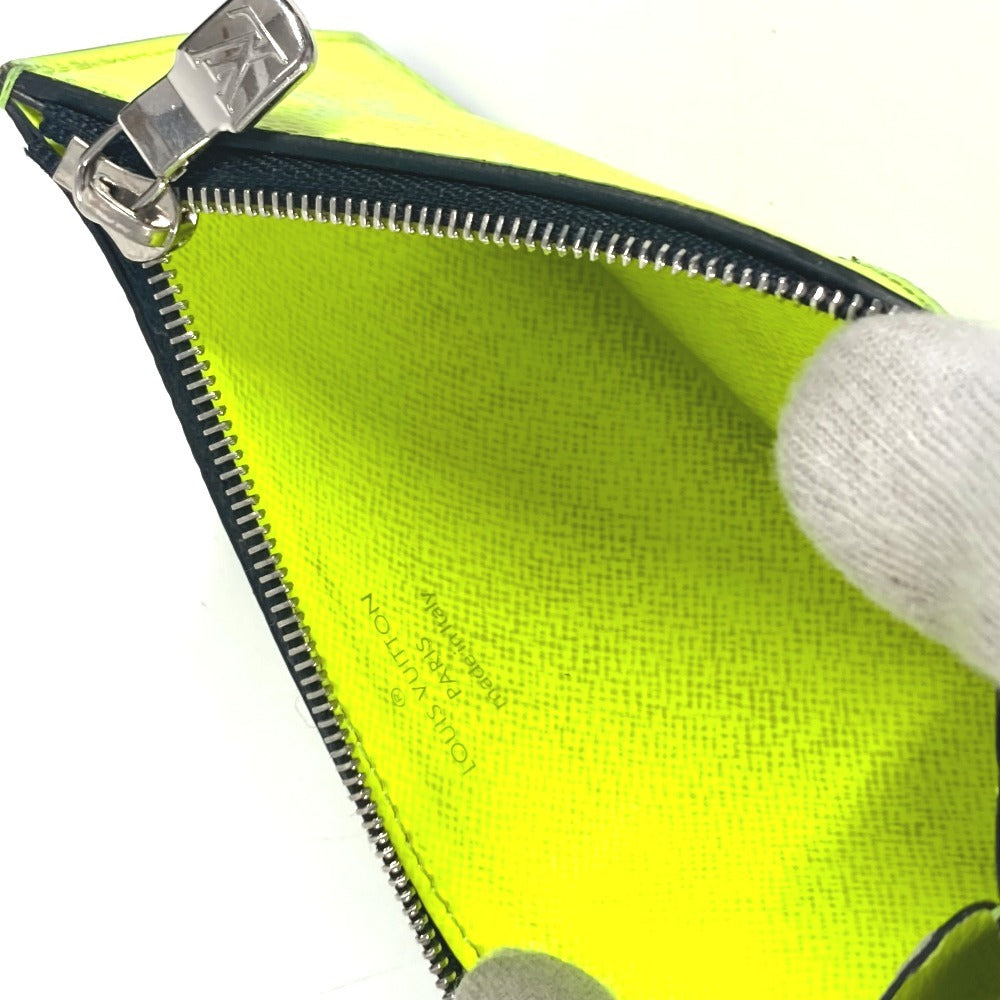 LOUIS VUITTON Coin case M30320 Taiga Leather, Monogram Canvas Fluorescent yellow Taigalama Coin card holder