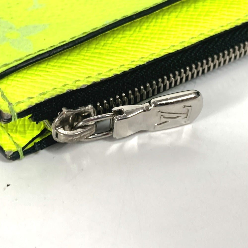LOUIS VUITTON Coin case M30320 Taiga Leather, Monogram Canvas Fluorescent yellow Taigalama Coin card holder