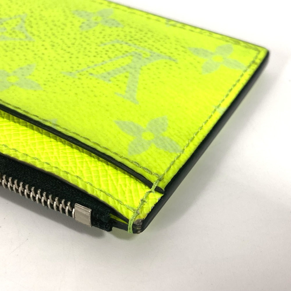 LOUIS VUITTON Coin case M30320 Taiga Leather, Monogram Canvas Fluorescent yellow Taigalama Coin card holder