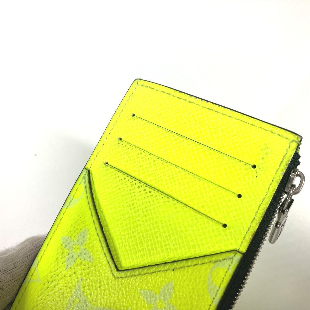 LOUIS VUITTON Coin case M30320 Taiga Leather, Monogram Canvas Fluorescent yellow Taigalama Coin card holder