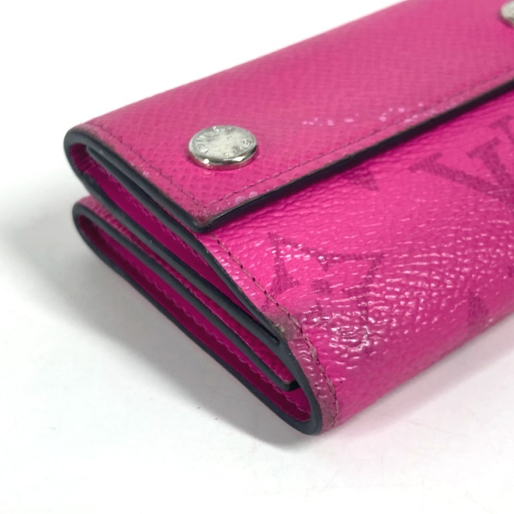 LOUIS VUITTON Trifold wallet M30773 Taiga Leather, Monogram Canvas pink Taigalama Discovery compact wallet