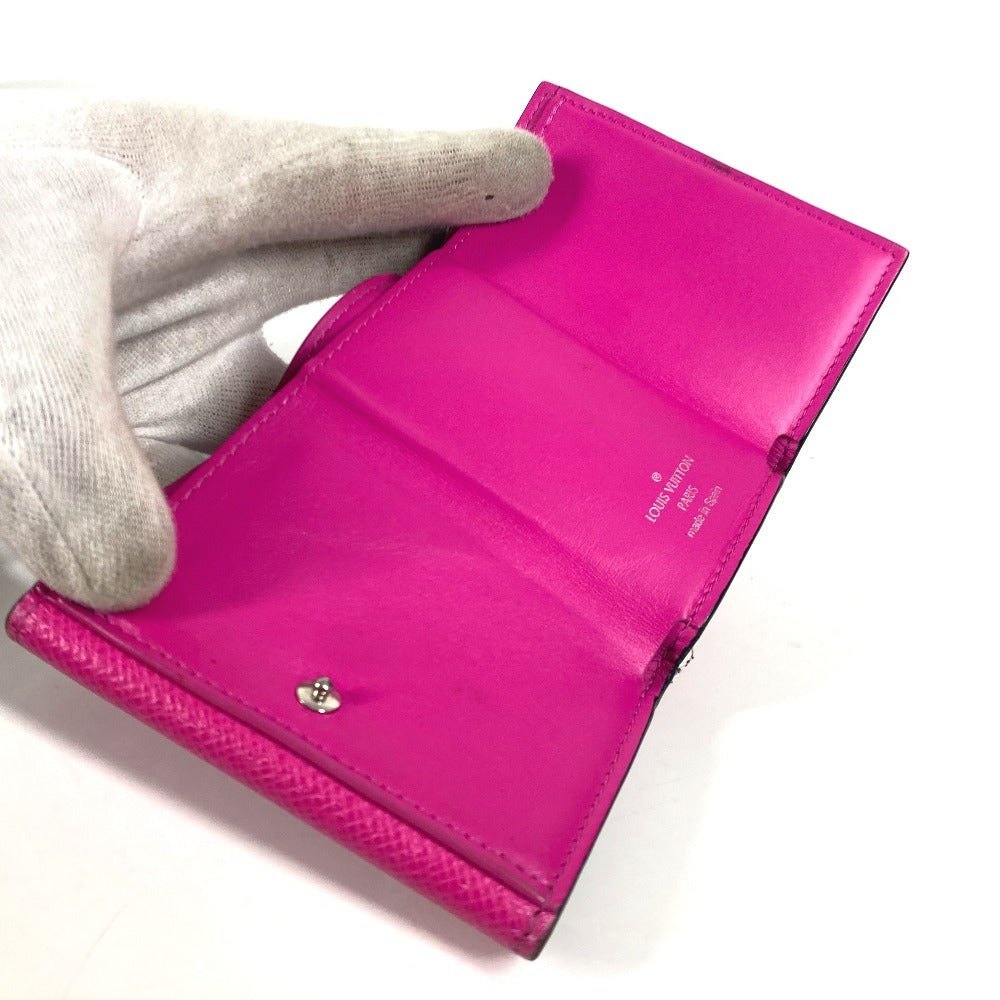 LOUIS VUITTON Trifold wallet M30773 Taiga Leather, Monogram Canvas pink Taigalama Discovery compact wallet