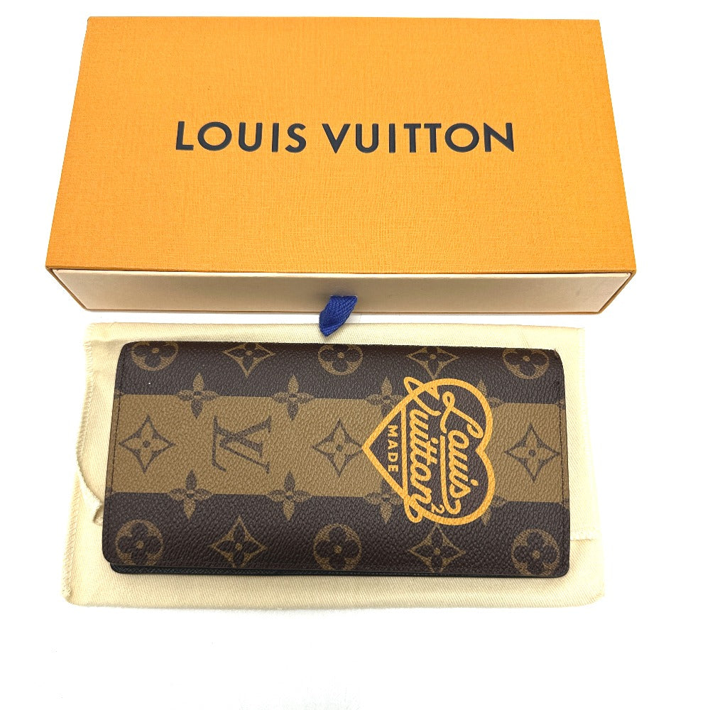 LOUIS VUITTON Long Wallet Purse M81008 Monogram canvas Brown Monogram NIGO collaboration Portefeuille Brazza mens Used Authentic