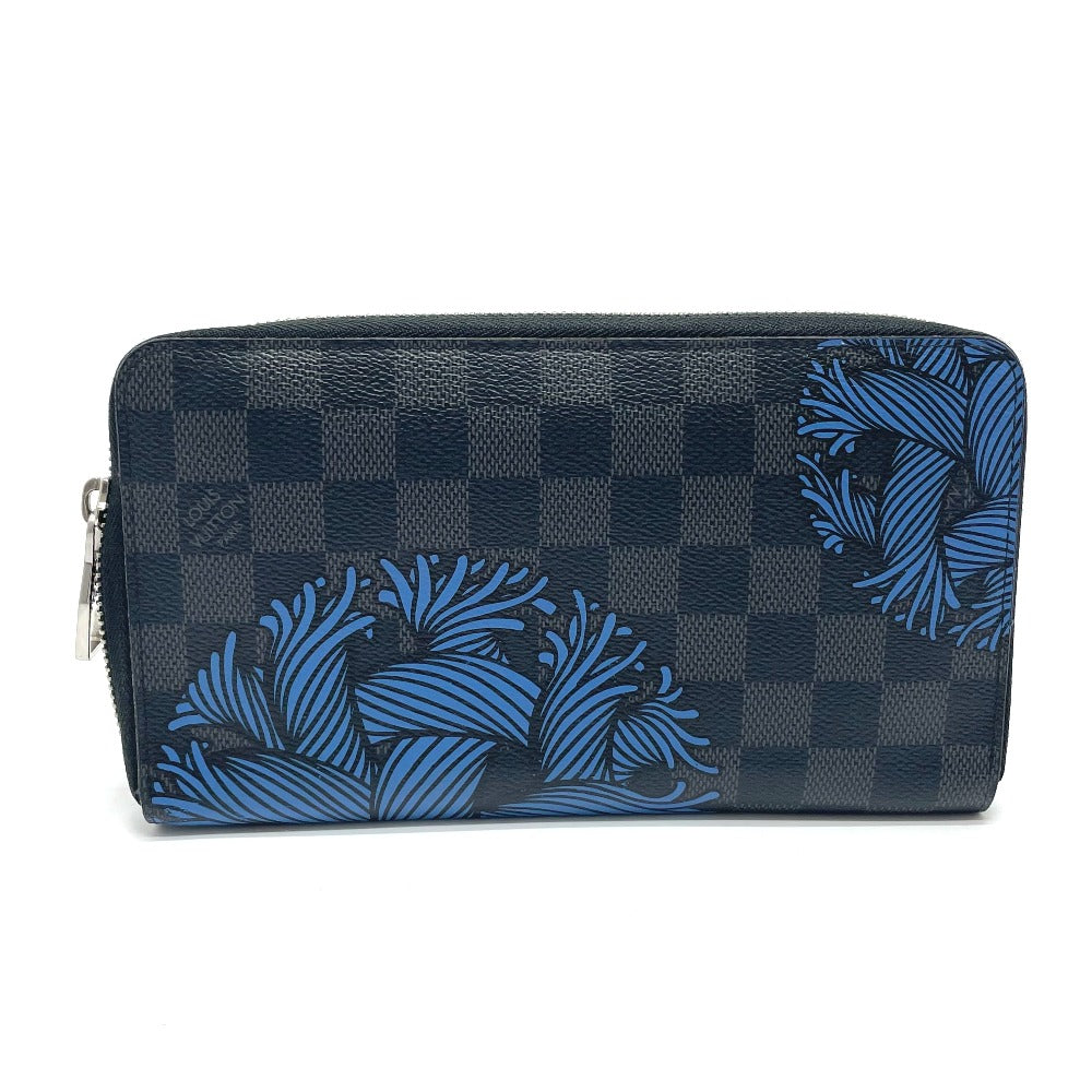 LOUIS VUITTON Long Wallet Purse N41683 Damier Grafitto Canvas Black x blue Damier Grafitte Christopher nemes mens Used Authentic