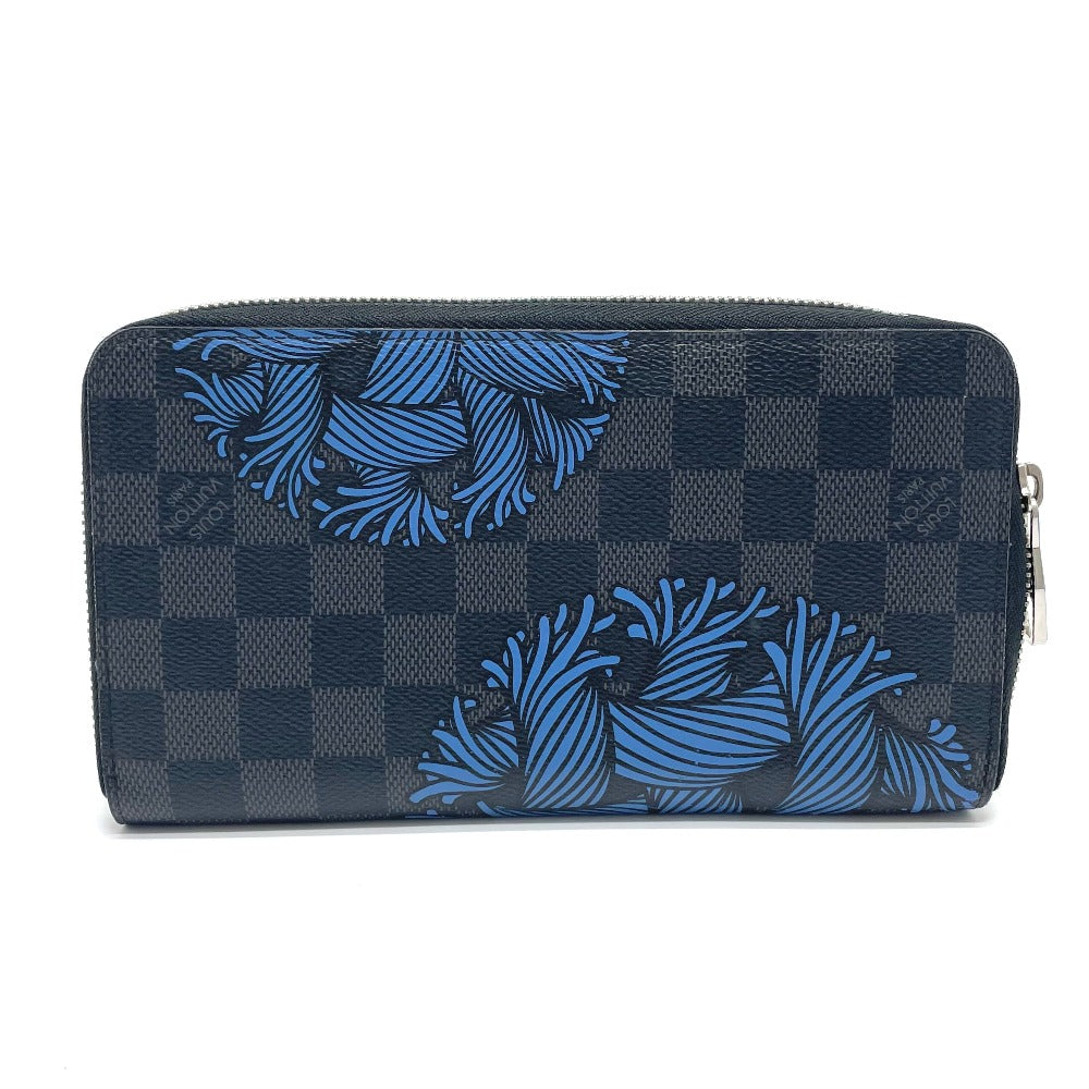 LOUIS VUITTON Long Wallet Purse N41683 Damier Grafitto Canvas Black x blue Damier Grafitte Christopher nemes mens Used Authentic
