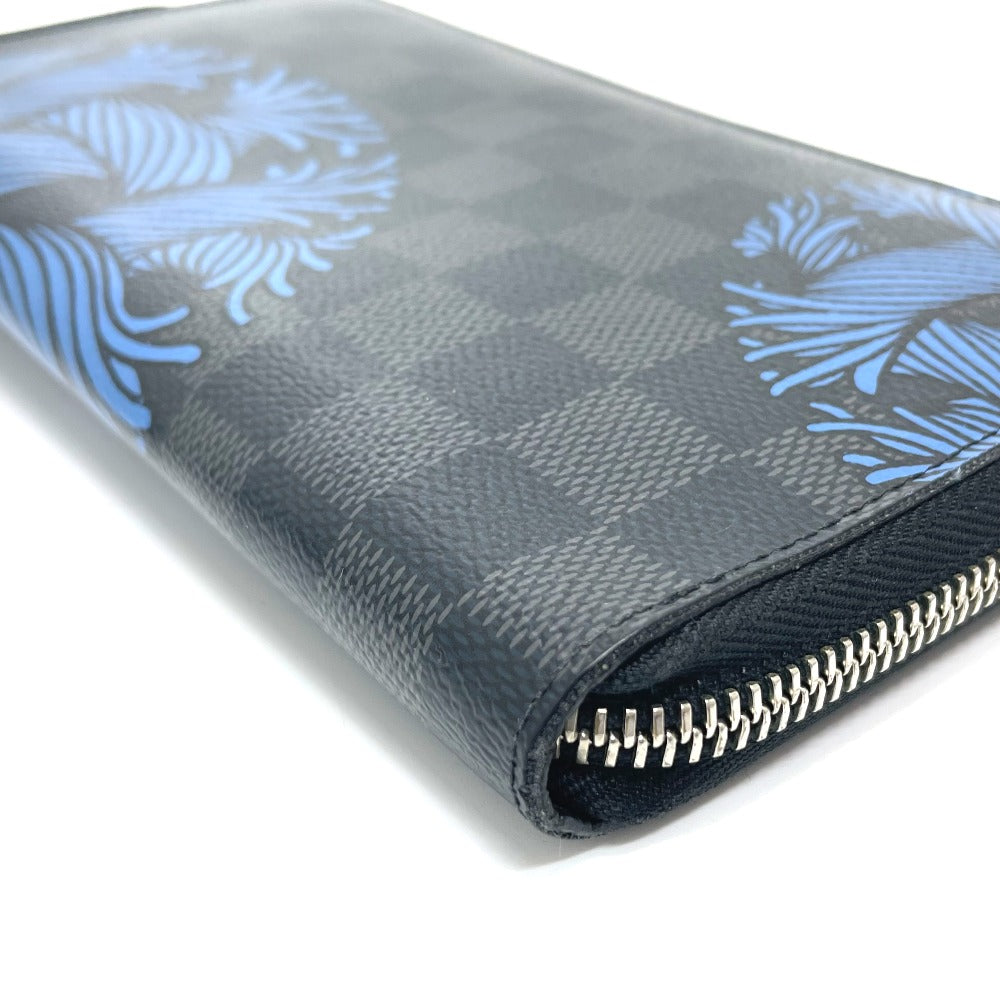 LOUIS VUITTON Long Wallet Purse N41683 Damier Grafitto Canvas Black x blue Damier Grafitte Christopher nemes mens Used Authentic