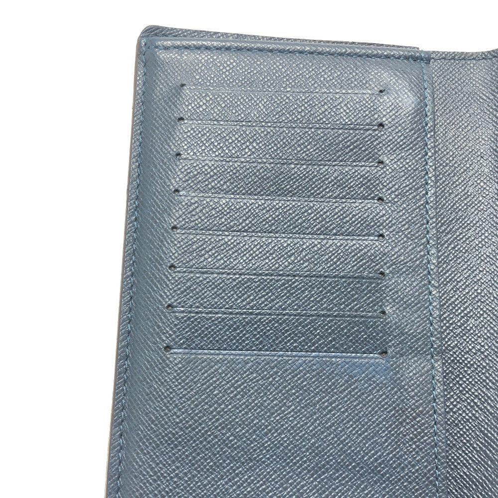 LOUIS VUITTON Long Wallet Purse M64010 Taiga Leather blue Taiga Stripe Portefeuille Brother