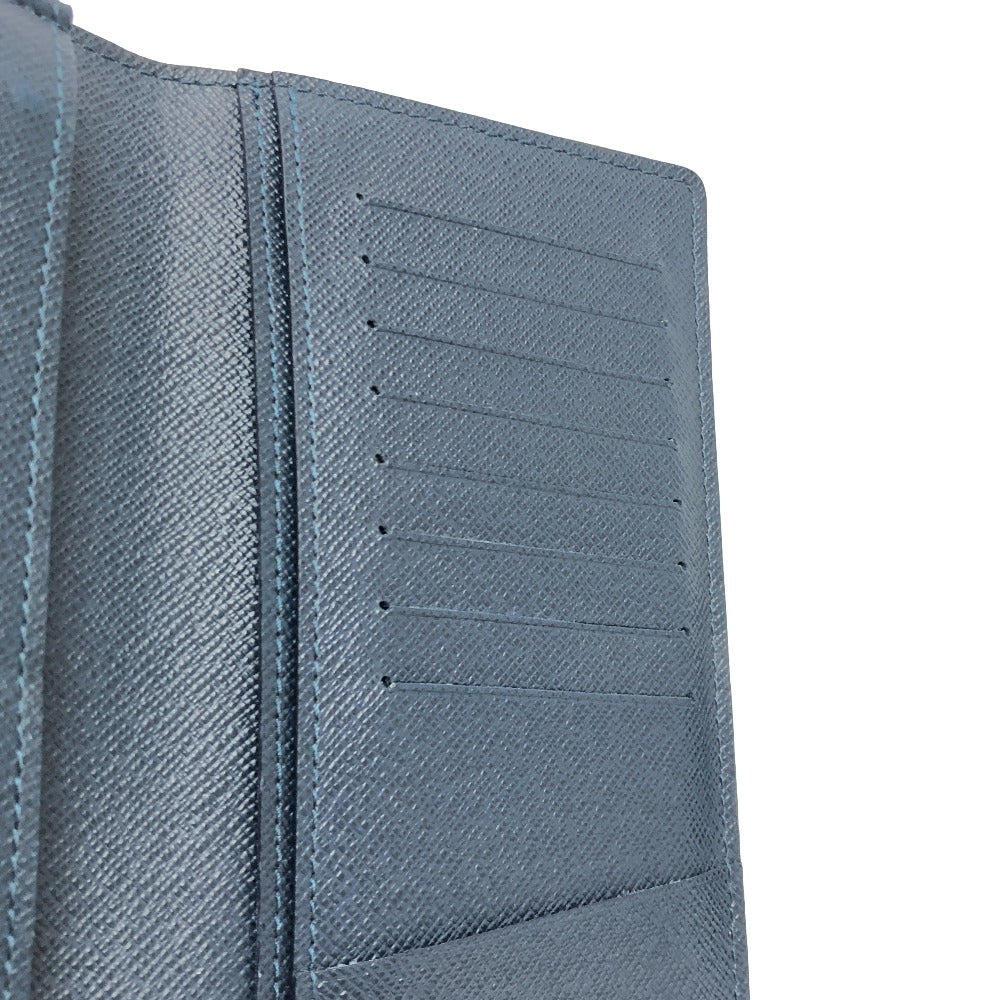 LOUIS VUITTON Long Wallet Purse M64010 Taiga Leather blue Taiga Stripe Portefeuille Brother