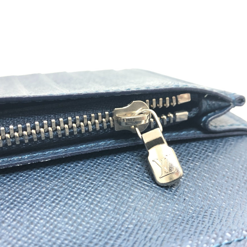 LOUIS VUITTON Long Wallet Purse M64010 Taiga Leather blue Taiga Stripe Portefeuille Brother