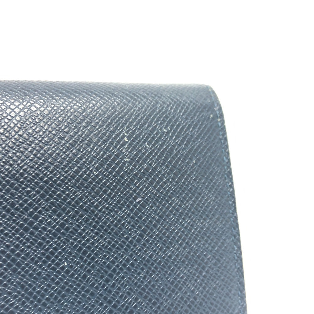 LOUIS VUITTON Long Wallet Purse M64010 Taiga Leather blue Taiga Stripe Portefeuille Brother