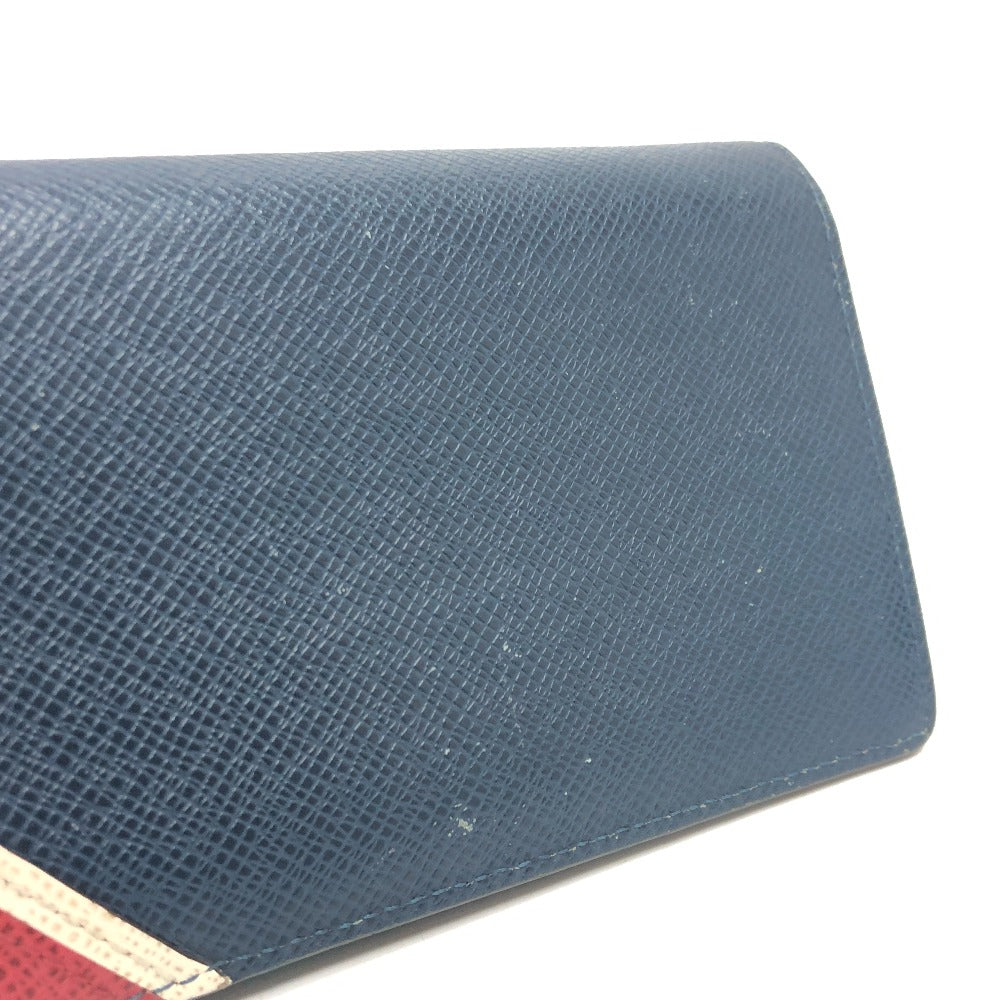 LOUIS VUITTON Long Wallet Purse M64010 Taiga Leather blue Taiga Stripe Portefeuille Brother