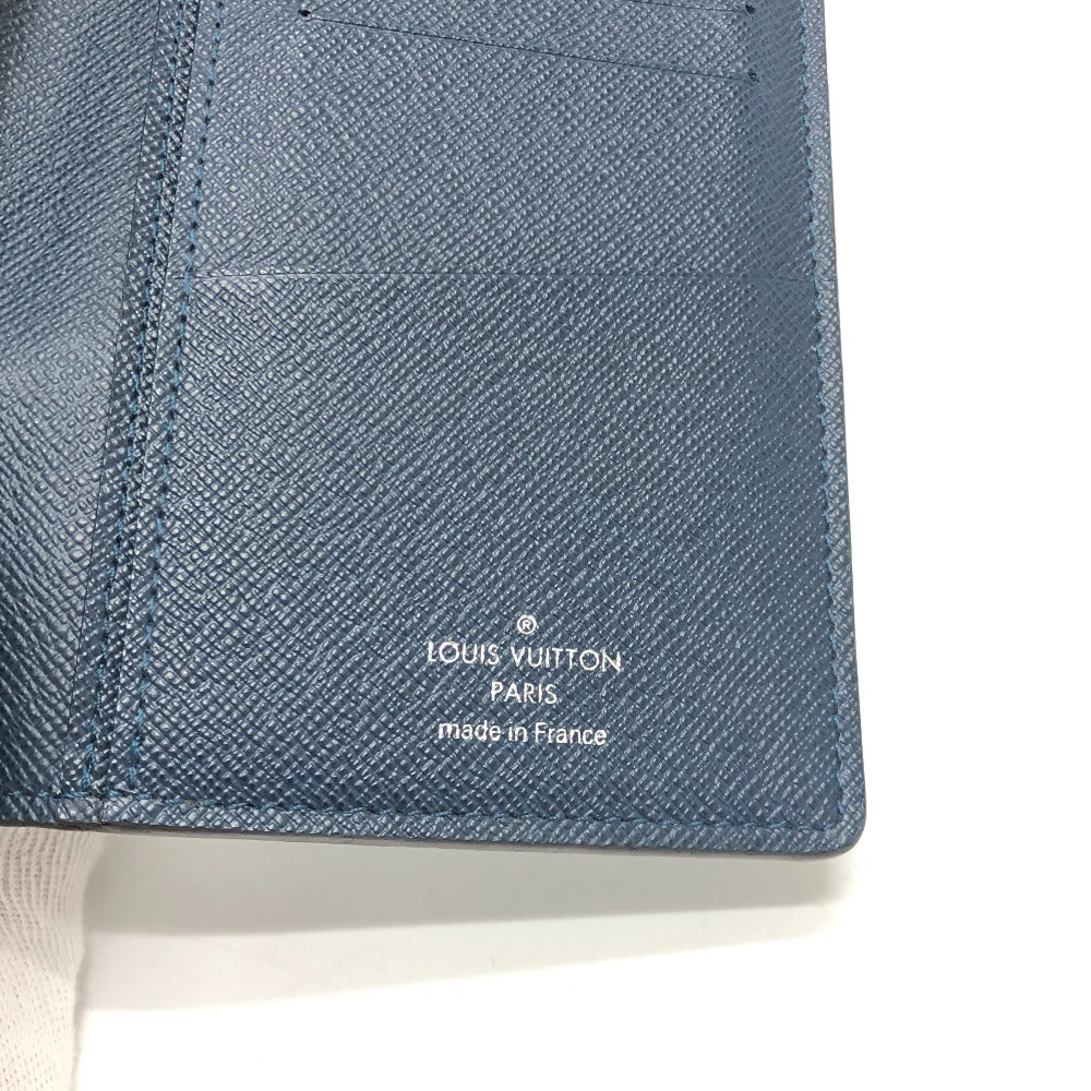 LOUIS VUITTON Long Wallet Purse M64010 Taiga Leather blue Taiga Stripe Portefeuille Brother