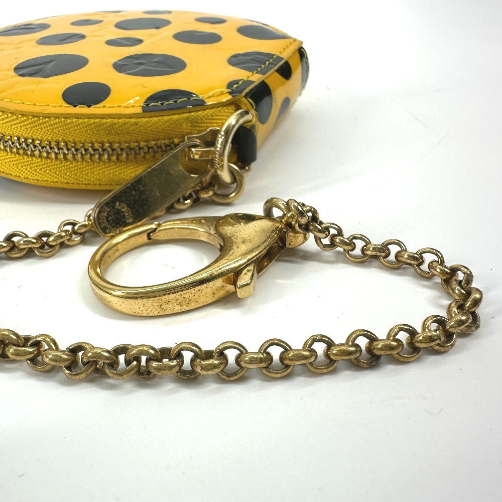 LOUIS VUITTON Coin case M91569 Patent leather yellow Vernis Yayoi Kusama collaboration Porto Monet Chapeau