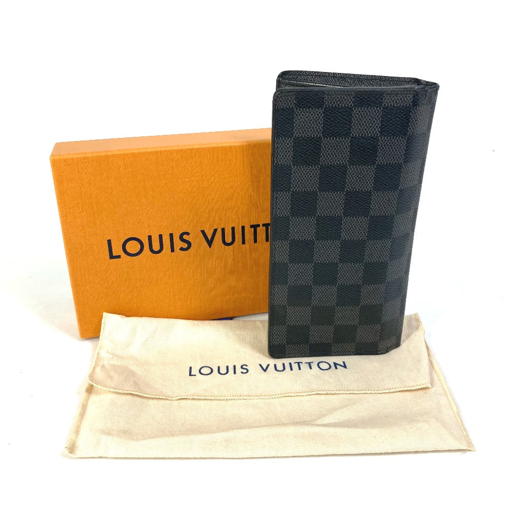 LOUIS VUITTON Long Wallet Purse N62655 Damier Grafitto Canvas black Damier Grafitte Portefeuille Brazza mens Used Authentic
