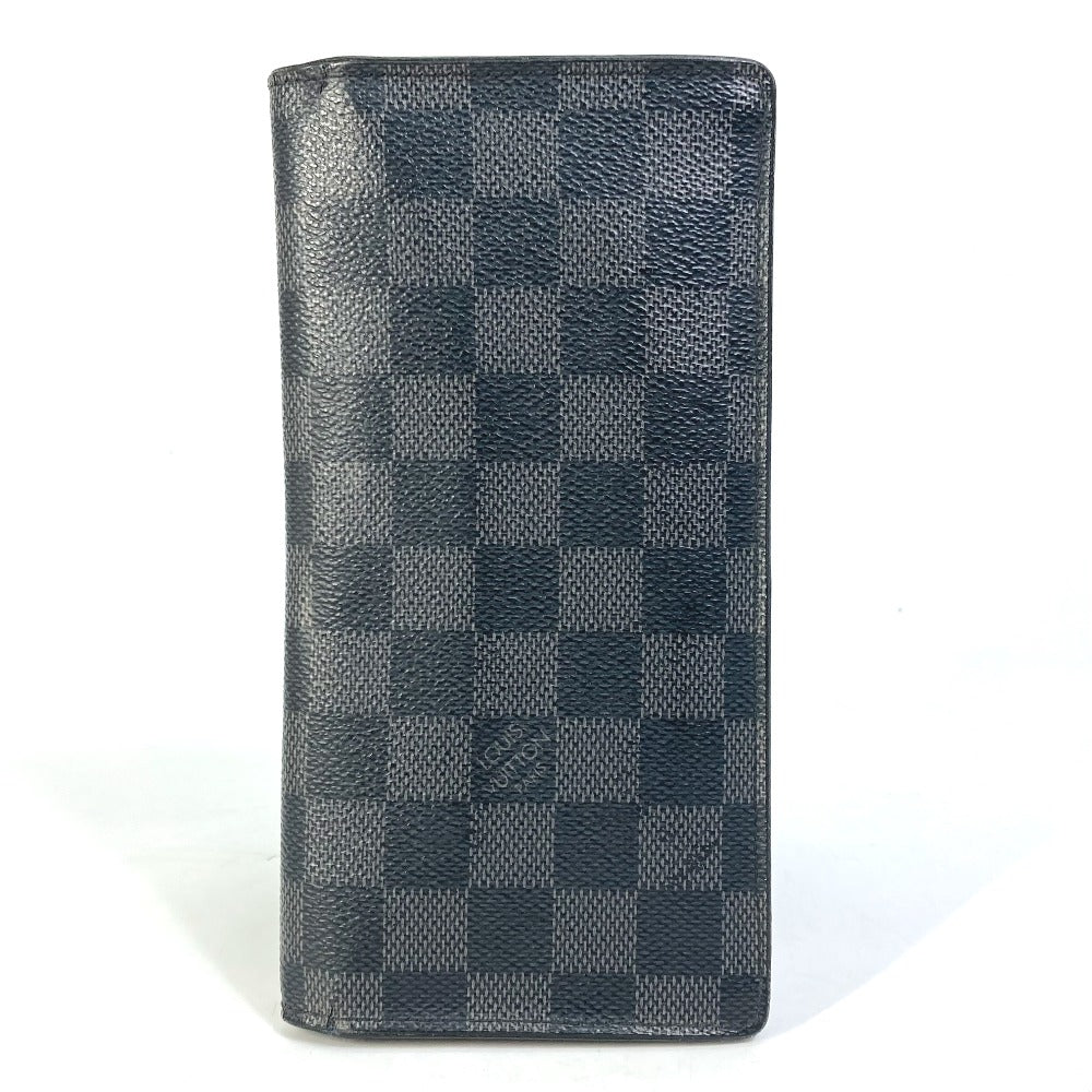 LOUIS VUITTON Long Wallet Purse N62655 Damier Grafitto Canvas black Damier Grafitte Portefeuille Brazza mens Used Authentic