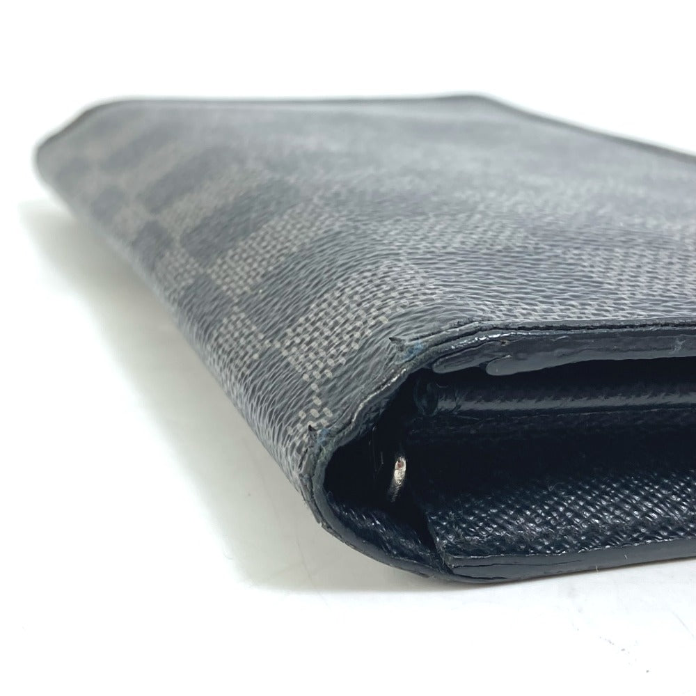 LOUIS VUITTON Long Wallet Purse N62655 Damier Grafitto Canvas black Damier Grafitte Portefeuille Brazza mens Used Authentic