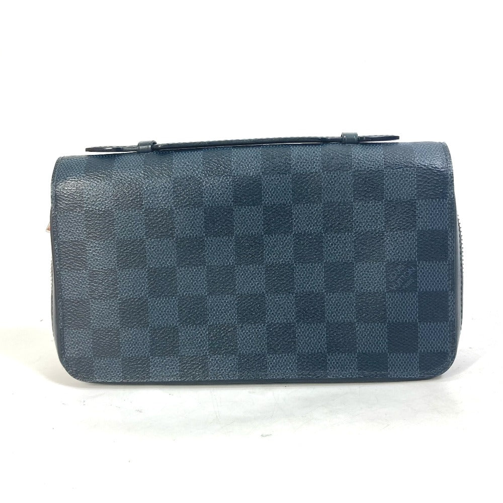 LOUIS VUITTON Long Wallet Purse N41590 Damier Cobalt Canvas Navy Damier Cobalt Zippy XL mens Used Authentic