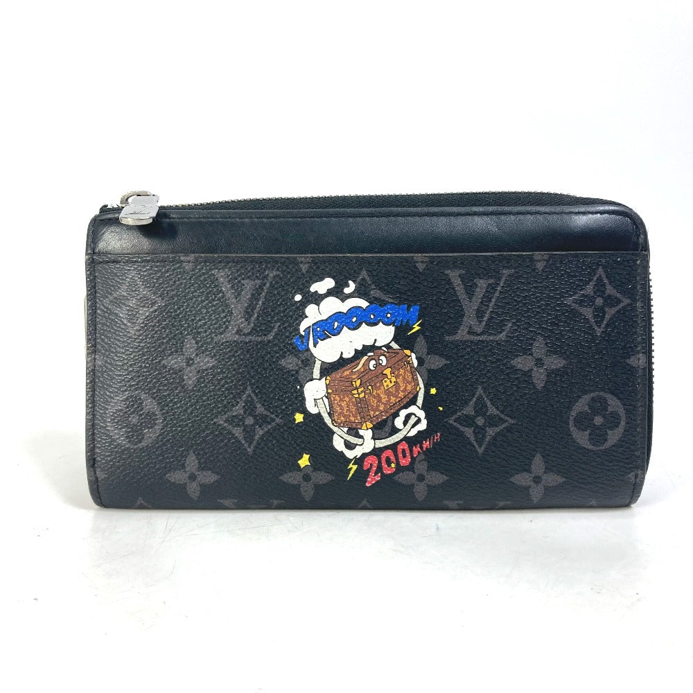 LOUIS VUITTON Long Wallet Purse M80994 Monogram Eclipse Canvas black Monogram Eclipse Zippy Dragonne mens Used Authentic