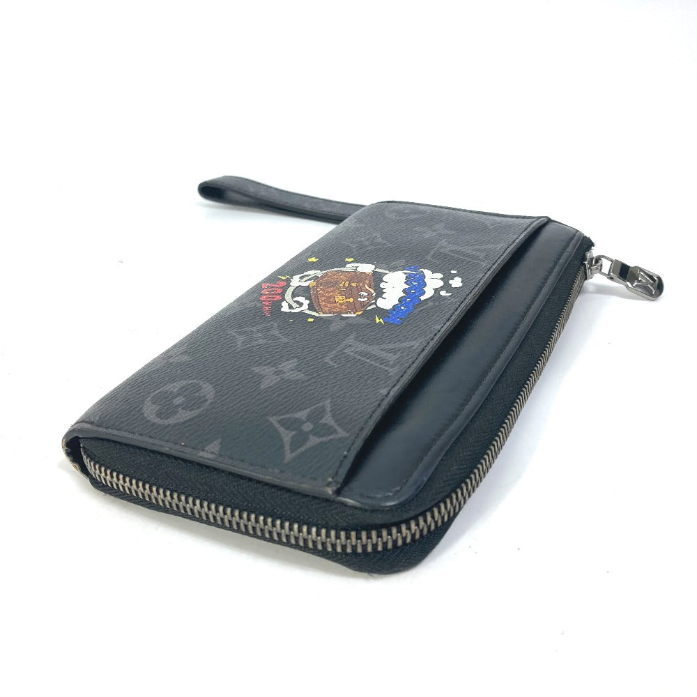 LOUIS VUITTON Long Wallet Purse M80994 Monogram Eclipse Canvas black Monogram Eclipse Zippy Dragonne mens Used Authentic