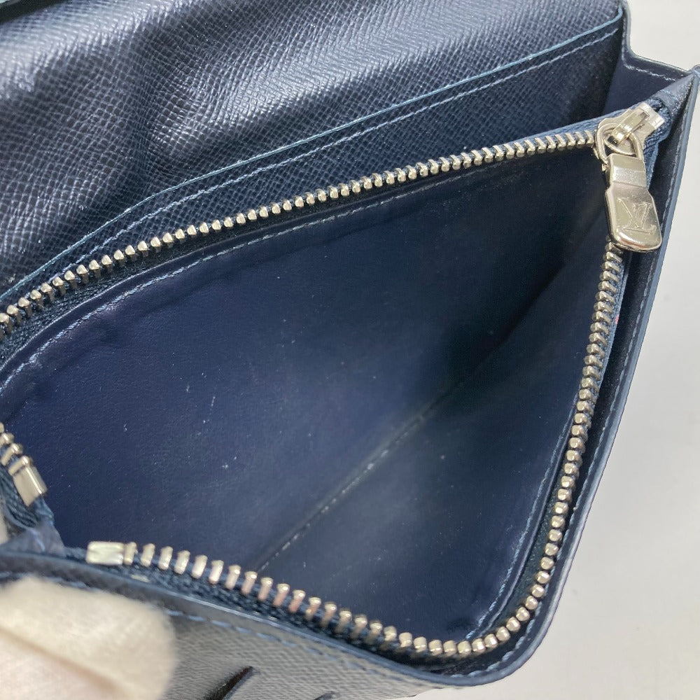 LOUIS VUITTON Long Wallet Purse M30713 Taiga Leather Navy Taiga V Portefeuille Blaza NM