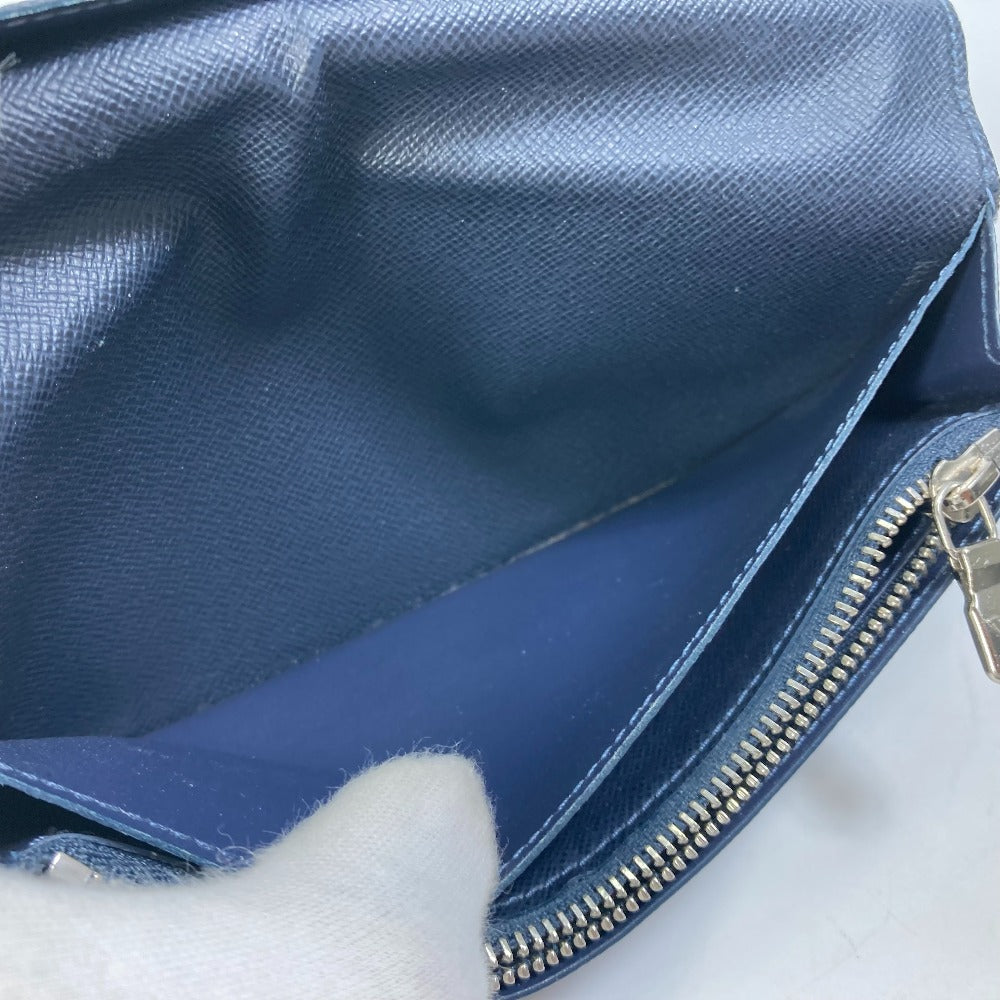 LOUIS VUITTON Long Wallet Purse M30713 Taiga Leather Navy Taiga V Portefeuille Blaza NM